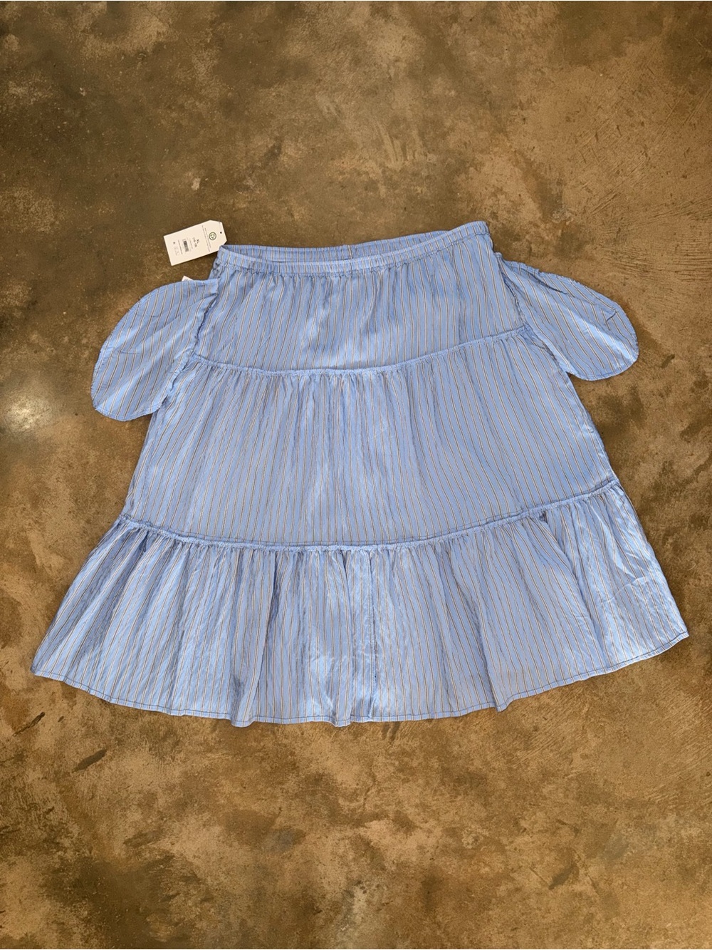 NWT Time and Tru Blue Stripe Tiered Midi Skirt XL 16-18 Boho - Picture 9 of 10
